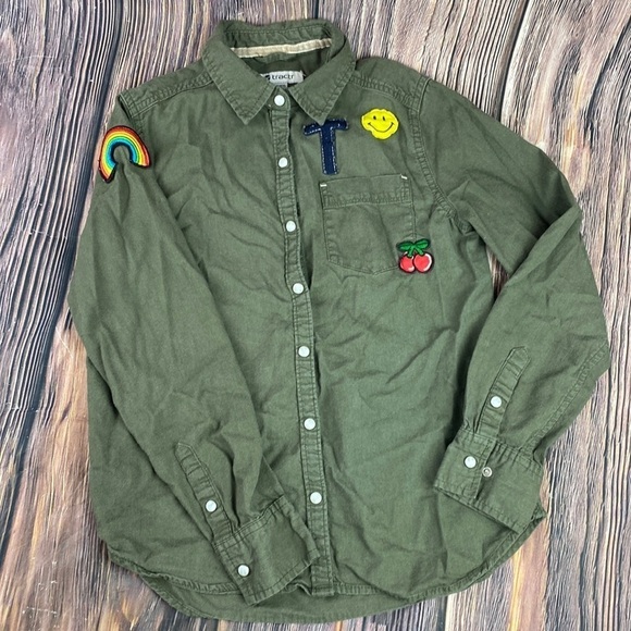 Tractr Olive Green Button Down Shirt- M 10/12 - Picture 1 of 13
